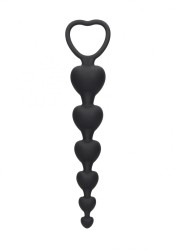 Shots - Anal Heart Beads Black análny reťaz